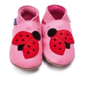 Inch Blue ladybug leather baby shoes